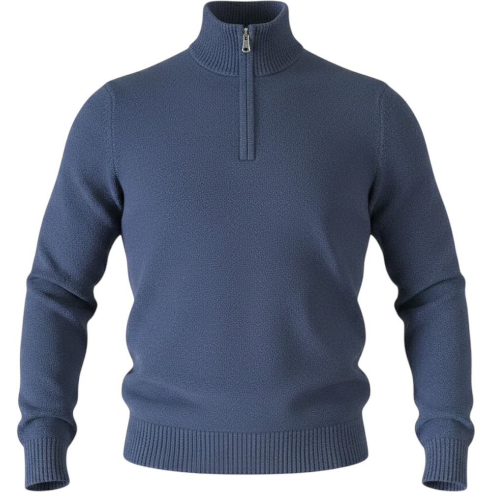 Croft & Barrow Quarter Zip Sweater Mens Medium Navy Blue Cotton Blend Pullover